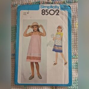 Simplicity 8502 Girls' Dress Pattern Size 10 🩷💙💛